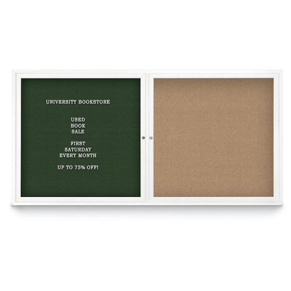 Corkboard, Single Door, Radius Frame, 18x24", Bronze/Black Rubber